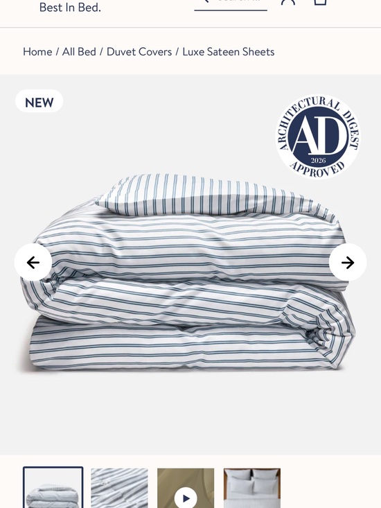 Brooklinen Other - Brooklinen Striped Duvet Cover in White and Blue